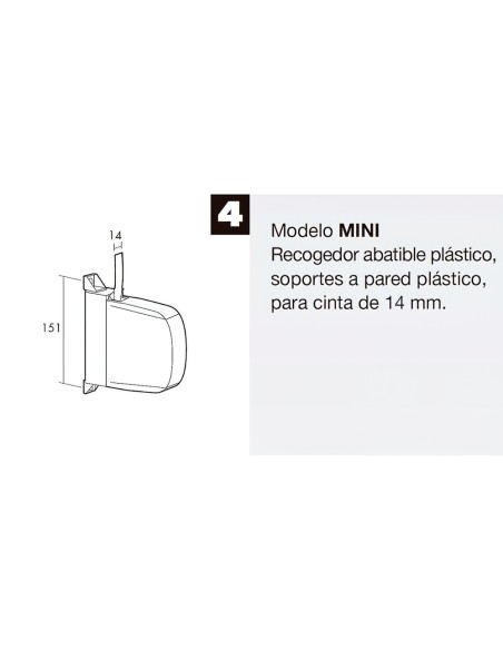 Recogedor Persiana Mini 6 Metros Abatible Cinta 14 mm.