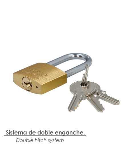 Candado Laton Arco Largo Llaves Iguales 30 mm. Nº2