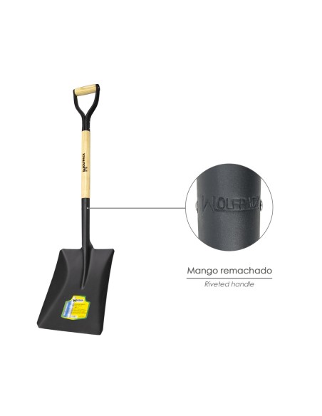 Pala Mango Madera Cuadrada Mango Anilla 509/3