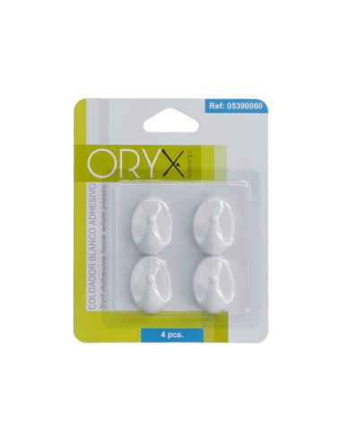 Colgador Oryx Blanco Pequeño (Blister 4 Unidades ) Adhesivo