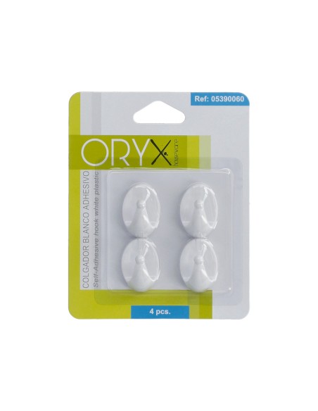 Colgador Oryx Blanco Pequeño (Blister 4 Unidades ) Adhesivo