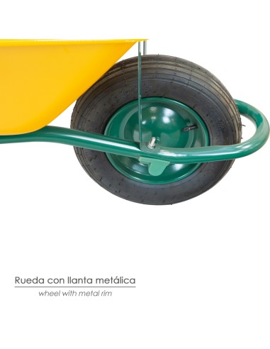 Carretilla Obra Amarilla Metálica Desmontada