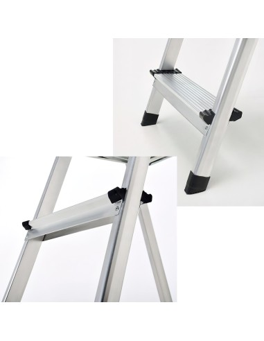 Oryx Escalera Aluminio 4 Peldaños Plegable, Uso doméstico, Antideslizante, Ligera y Resistente