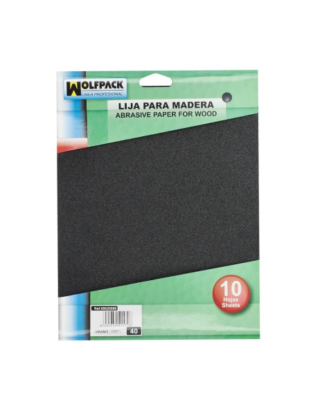 Lija Madera Grano 40 (Pack 10 pliegos)