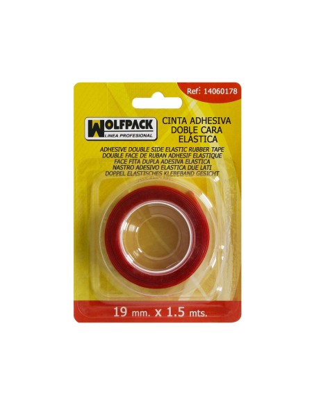 Cinta Doble Cara Elástica transparente 1,5 m. x 19 mm.