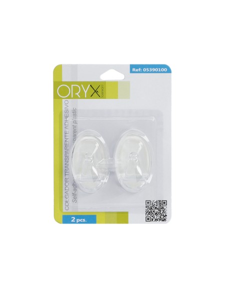 Colgador Oryx Transparente Grande (Blister 2 Unidades) Adhesivo