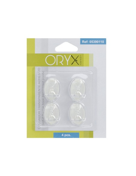 Colgador Oryx Transparente Pequeño (Blister 4 Unidades) Adhesivo