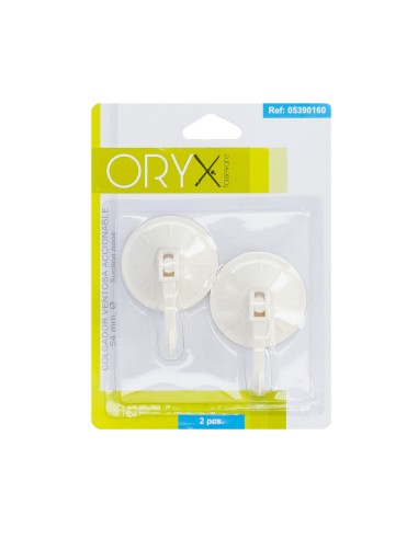 Colgador Oryx Ventosa Accionable 54 mm. (Blister 2 Unidades) Adhesivo