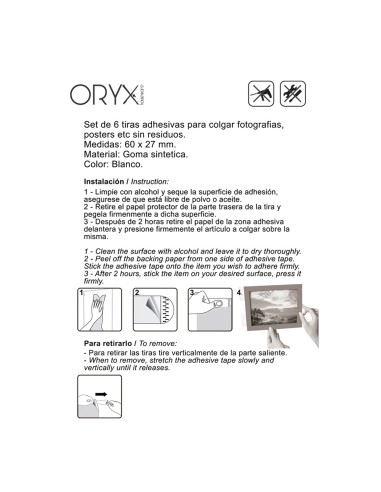 Tiras Adhesivas Doble Cara Sin Residuos (Blister de 6 piezas )