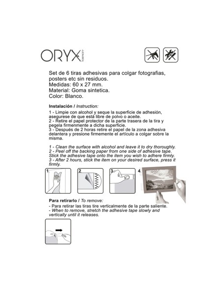Tiras Adhesivas Doble Cara Sin Residuos (Blister de 6 piezas )