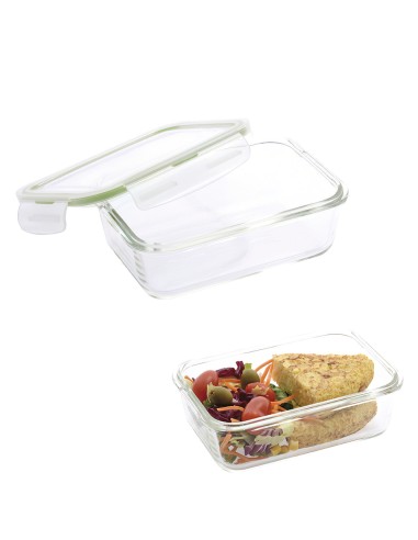 Recipiente Hermetico Cristal Rectangular 850 ml. 19.5 x 13.3 x 6.7 (alt) cm.
