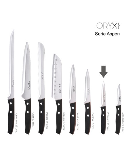 Cuchillo Aspen Patatero Hoja Acero Inoxidable 10 cm. Negro