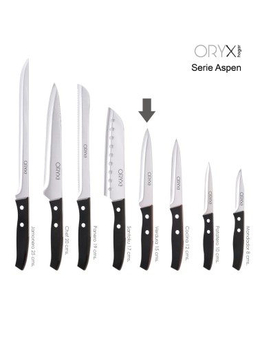 Cuchillo Aspen Verduras Hoja Acero Inoxidable 15 cm. Negro
