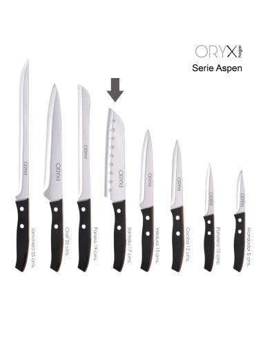 Cuchillo Aspen Santoku Hoja Acero Inoxidable 17 cm. Negro