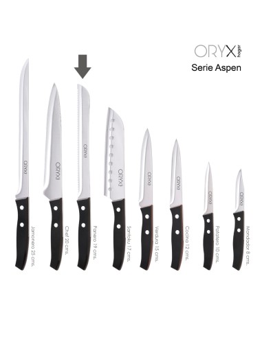 Cuchillo Aspen Panero Hoja Acero Inoxidable 19 cm. Negro