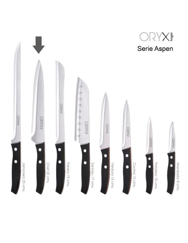 Cuchillo Aspen Cocinero / Chef Hoja Acero Inoxidable 20 cm. Negro