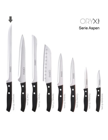 Cuchillo Aspen Jamonero Hoja Acero Inoxidable 25 cm. Negro