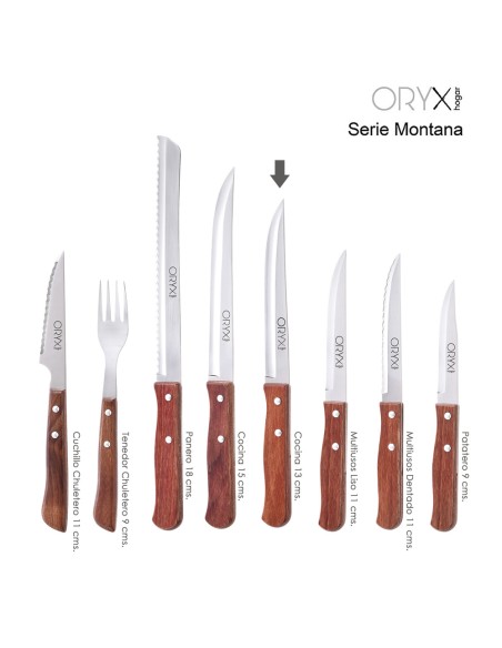 Cuchillo Montana Cocina Hoja Acero Inoxidable 13 cm. Mango Madera