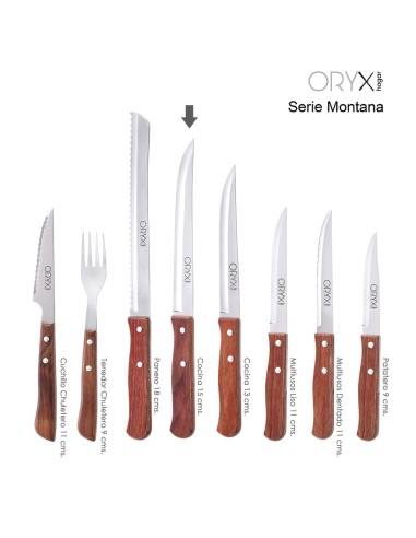 Cuchillo Montana Cocina Hoja Acero Inoxidable 15 cm. Mango Madera