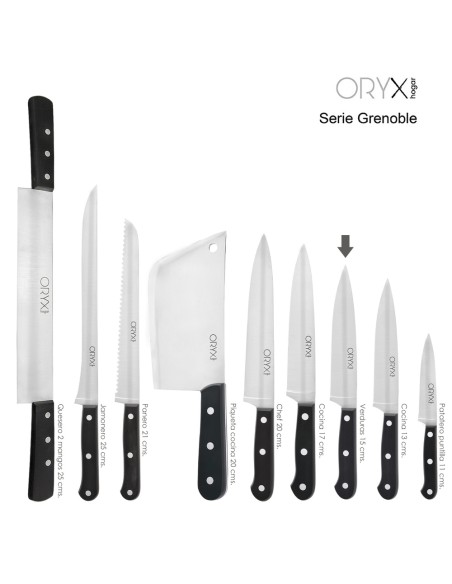 Cuchillo Grenoble Verduras Hoja Acero Inoxidable 15 cm. Negro
