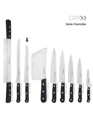 Cuchillo Grenoble Panero Hoja Acero Inoxidable 20 cm. Negro