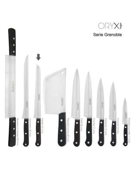 Cuchillo Grenoble Panero Hoja Acero Inoxidable 20 cm. Negro