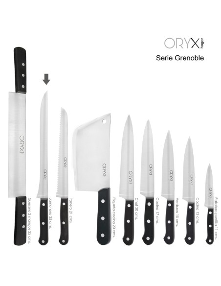 Cuchillo Grenoble Jamonero Hoja Acero Inoxidable 25 cm. Negro