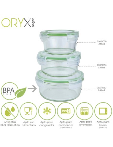 Recipiente Hermetico Cristal Redondo 850 ml. Ø 165 x 8 (alt) cm.