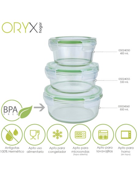 Recipiente Hermetico Cristal Redondo 850 ml. Ø 165 x 8 (alt) cm.