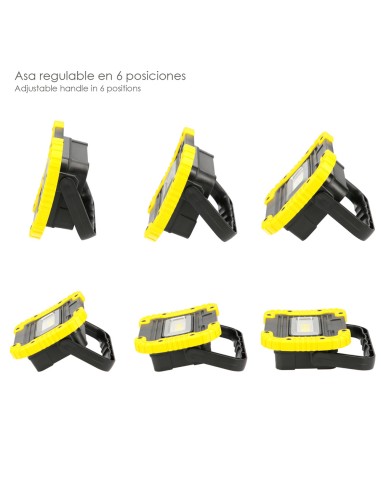 Linterna de Trabajo Led Multifunción Recargable 2.000 mAh. / 10 W. / 500 Lúmenes / 4 Imanes / Bateria Externa / Soporte 180º