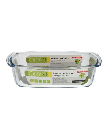 Fuente Cristal Para Horno, 1.5 Litros, Molde Especial Reposteria, 27x14x7 cm.