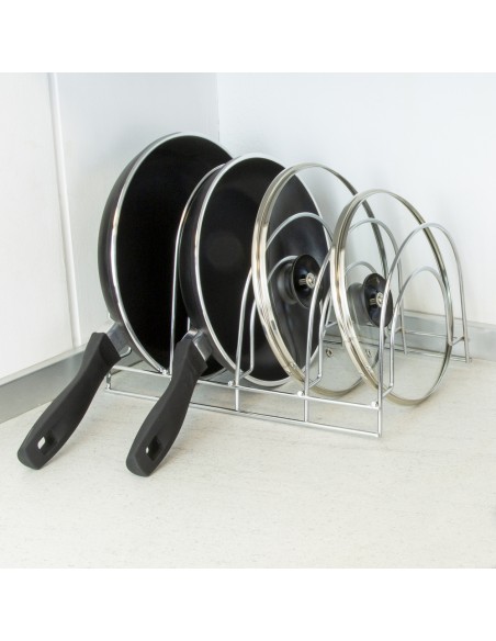 Soporte Vertical 5 Niveles Para Sartenes, Tapaderas, Acero Cromado