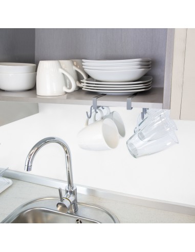 Colgador Tazas, Soporte Cocina Bajo Mueble, Acero Cuelgatazas para 10 tazas