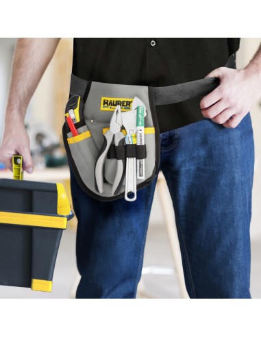 Funda Bolsa Porta Herramientas Para Cinturon Con 3 Bolsillos y 4 Elasticos. Portaherramientas Electricista Multibolsillos