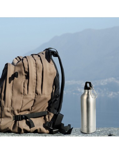 Botella de Agua Aluminio Con mosqueton, Cierre hermetico 500 ml.