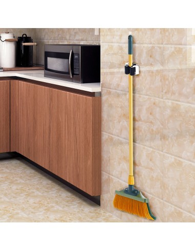 Colgador Adhesivo / Atornillable Para Escobas, Fregonas, Cepillos, Recogedores (Blister 2 piezas)