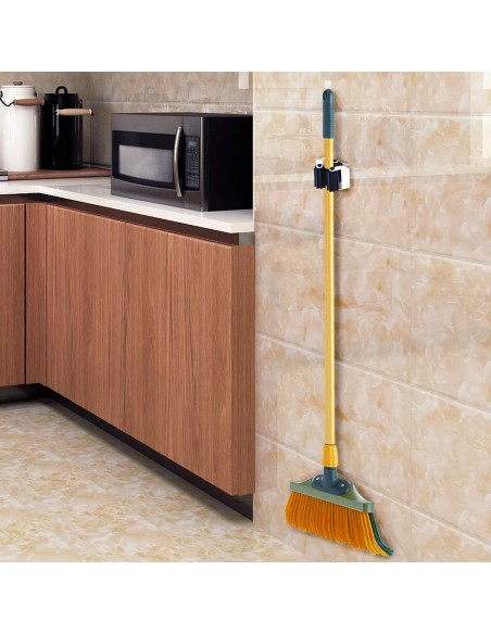 Colgador Adhesivo / Atornillable Para Escobas, Fregonas, Cepillos, Recogedores (Blister 2 piezas)