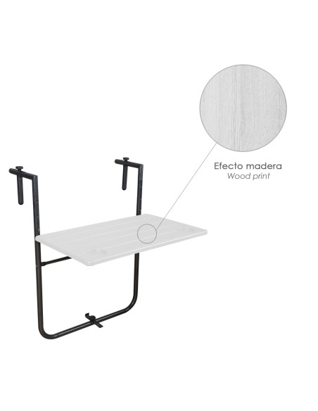 Mesa Plegable Colgante Para Balcones / Terrazas 36x60 cm. Altura Regulable