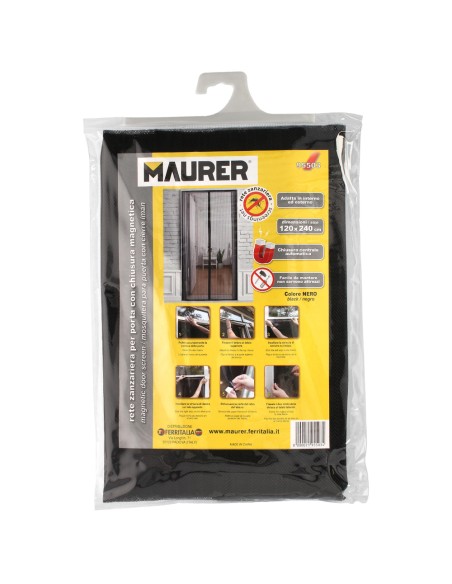 Cortina Mosquitera Para Puertas Con Cierre Central Magnetico Automatico 120 x 240 (Alt.) cm. Color Negro.