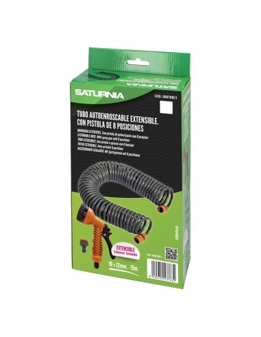 Manguera Extensible Espiral Autoenroscable Para Riego Jardin 15 MetrosCon Pistola y Conectores