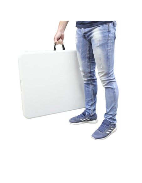 Mesa Plegable Rectangular HDPE Multifuncional, Portatil, Resistente,Multiusos 180x74x74 cm. Color Blanco