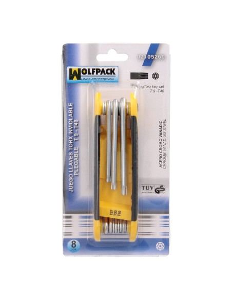 Juego Llaves Torx Plegable 8 Piezas Inviolable, Llave Torx Hexagonal, Llave Estrella, Llave Allen Estrella