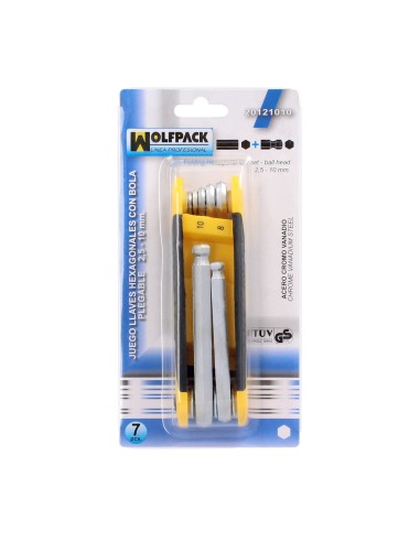 Juego 7 Llaves Allen Plegable Con Bola Acero Cromo Vanadio. Juego Llaves Hexagonales, Juego De Llaves Plegable Allen Con Bola