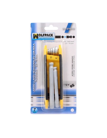 Juego 7 Llaves Allen Plegable Con Bola Acero Cromo Vanadio. Juego Llaves Hexagonales, Juego De Llaves Plegable Allen Con Bola