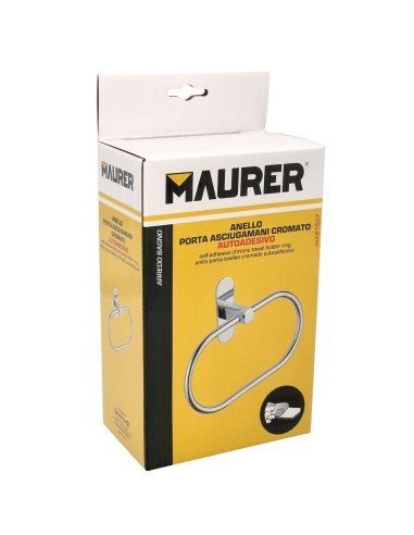 Toallero Forma Anilla Color Inox Con Efecto Espejo, Autoadhesivo Resistente, Porta Toallas, Toallero Adhesivo Pared / Mueble