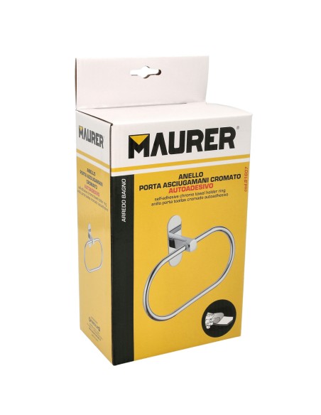 Toallero Forma Anilla Color Inox Con Efecto Espejo, Autoadhesivo Resistente, Porta Toallas, Toallero Adhesivo Pared / Mueble