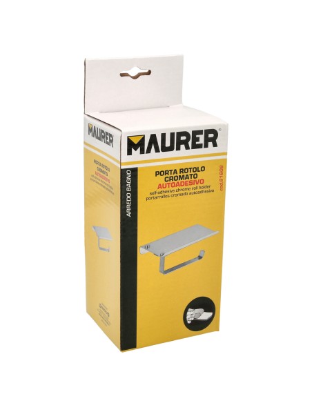 Portarrollos Baño Con Estante Para Moviles Autoadhesivo, Color Inox Con Efecto Espejo, Autoadhesivo Resistente o Con Tornillos