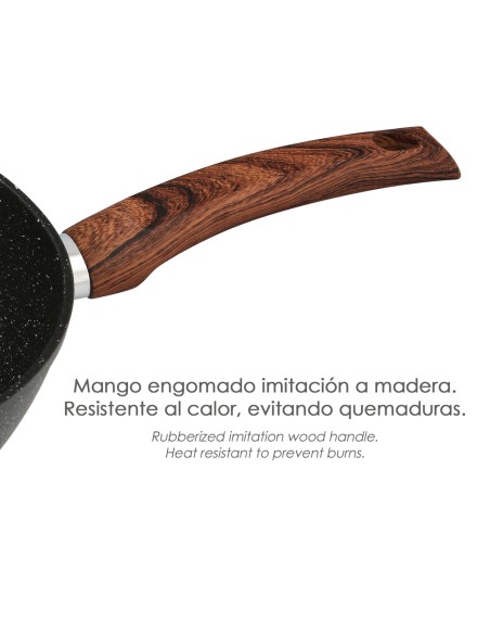 Sarten Aluminio Forjado Antiadherente Ø 24 x 5 cm. Mango Engomado / 5 capas / Acabado Piedra / Apta Para Todo Tipo de Cocinas