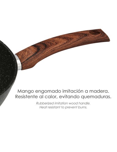 Sarten Aluminio Forjado Antiadherente Ø 28 x 5,5 cm. Mango Engomado / 5 capas / Acabado Piedra / Apta Para Todo Tipo de Cocinas