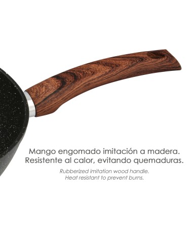Sarten Aluminio Forjado Antiadherente Ø 24 x 7 cm. Mango Engomado / 5 capas / Acabado Piedra / Apta Para Todo Tipo de Cocinas